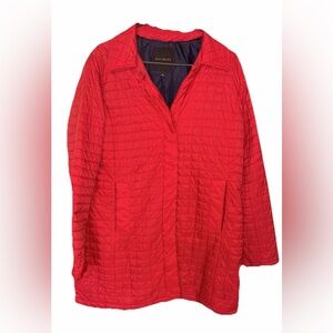Talbots Women’s Red Quilted Long Sleeve Button Up Coat Size Large